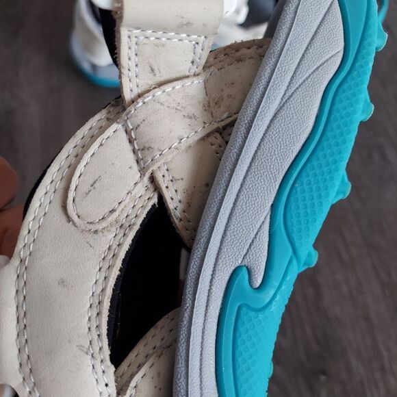 Crocs XTG LoPro Golf Sandal Women's 10 Cream Leather, Gray & Blue Shoes - Picture 8 of 9